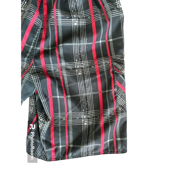 Hawk Swim Trunks Mens Large Red Black Plaid Board Shorts Surf Swimming - Picture 4 of 6